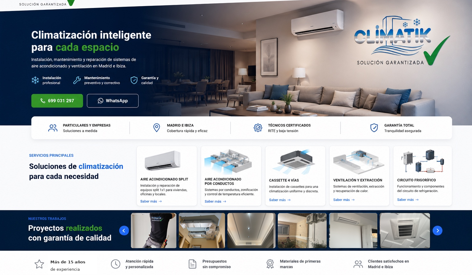 Página principal de Climatik Solutions para Madrid e Ibiza